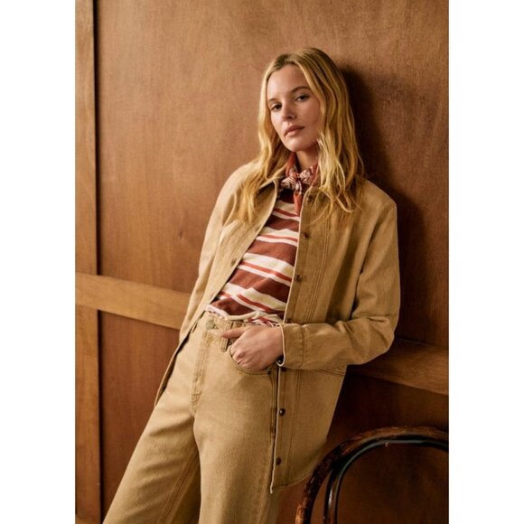 Sezane Jackets & Blazers - NWT Sezane Will in Latte Oversized Button Down Denim Chore Jacket XS